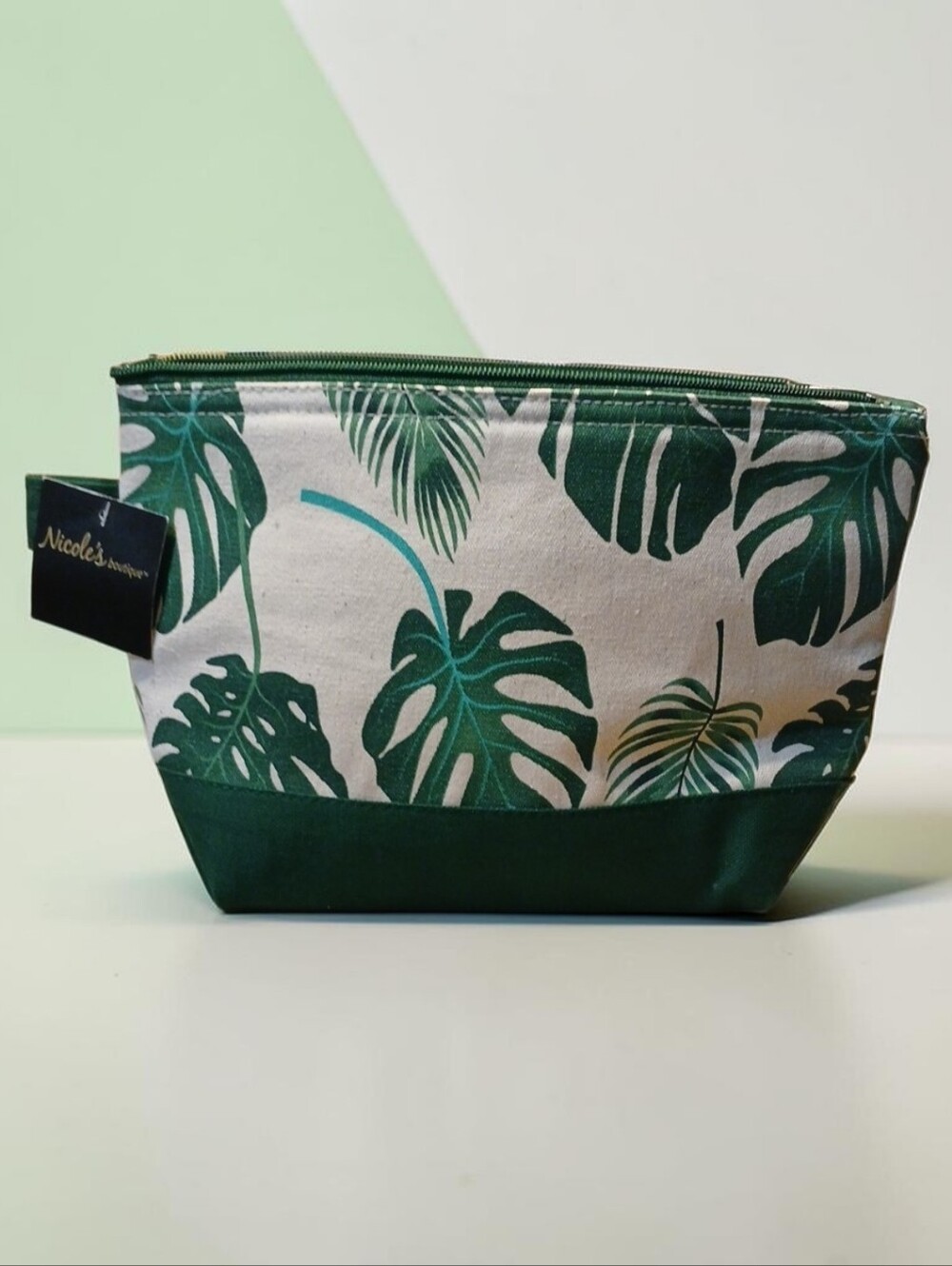 Nicole's Boutique Tropical Palm Canvas Cosmetic Pouch